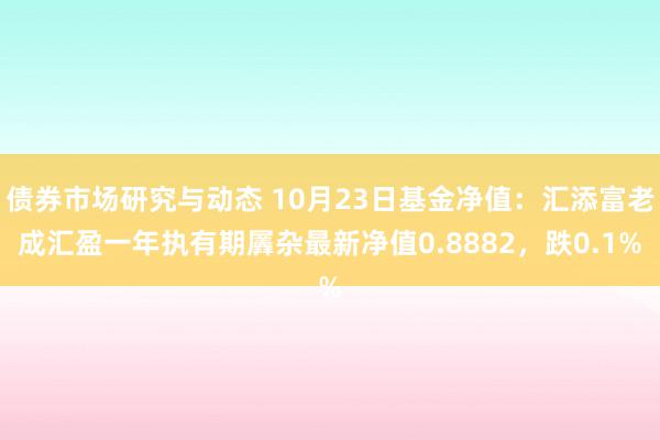 债券市场研究与动态 10月23日基金净值：汇添富老成汇盈一年执有期羼杂最新净值0.8882，跌0.1%