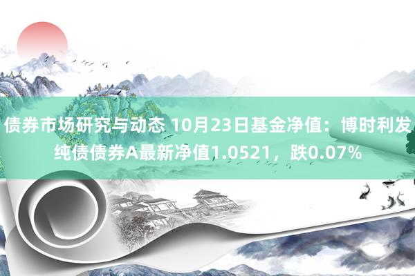 债券市场研究与动态 10月23日基金净值：博时利发纯债债券A最新净值1.0521，跌0.07%