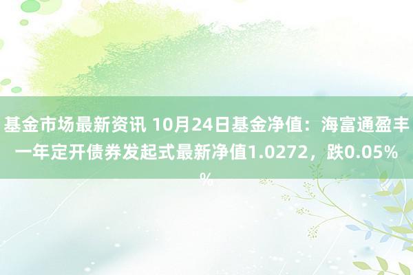 基金市场最新资讯 10月24日基金净值：海富通盈丰一年定开债券发起式最新净值1.0272，跌0.05%