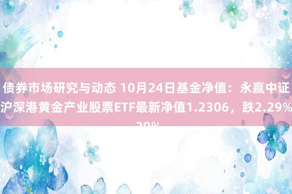 债券市场研究与动态 10月24日基金净值：永赢中证沪深港黄金产业股票ETF最新净值1.2306，跌2.29%