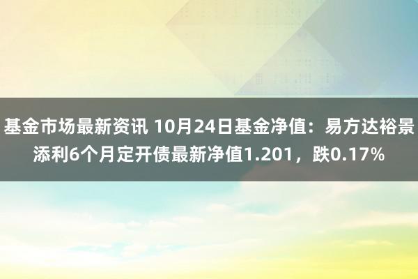 基金市场最新资讯 10月24日基金净值：易方达裕景添利6个月定开债最新净值1.201，跌0.17%