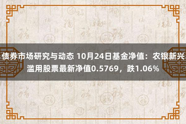 债券市场研究与动态 10月24日基金净值：农银新兴滥用股票最新净值0.5769，跌1.06%