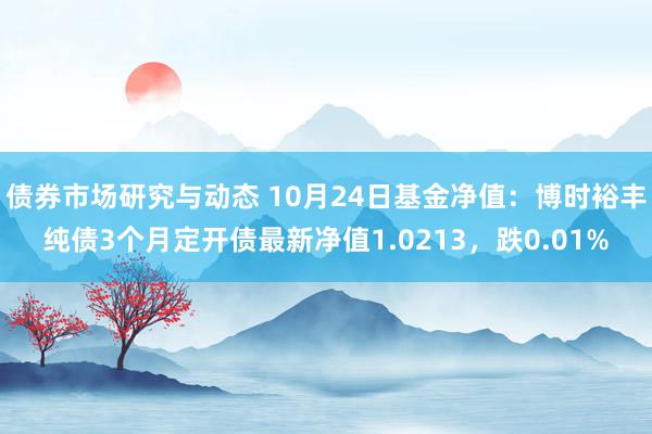 债券市场研究与动态 10月24日基金净值：博时裕丰纯债3个月定开债最新净值1.0213，跌0.01%