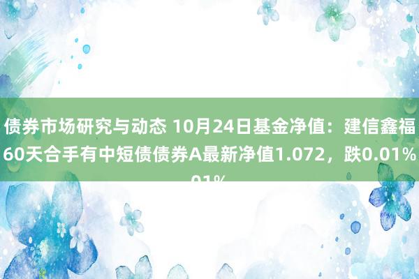 债券市场研究与动态 10月24日基金净值：建信鑫福60天合手有中短债债券A最新净值1.072，跌0.01%