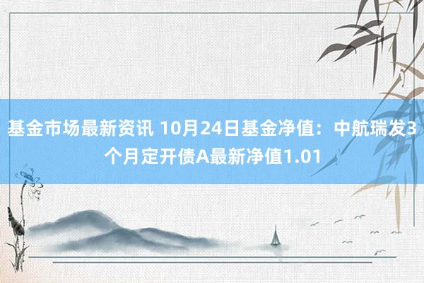 基金市场最新资讯 10月24日基金净值：中航瑞发3个月定开债A最新净值1.01