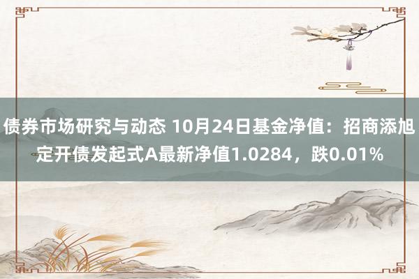 债券市场研究与动态 10月24日基金净值：招商添旭定开债发起式A最新净值1.0284，跌0.01%