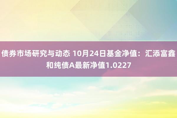 债券市场研究与动态 10月24日基金净值：汇添富鑫和纯债A最新净值1.0227