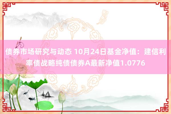 债券市场研究与动态 10月24日基金净值：建信利率债战略纯债债券A最新净值1.0776