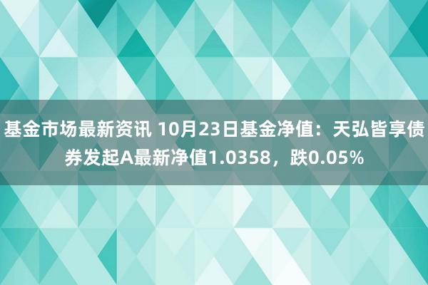 基金市场最新资讯 10月23日基金净值：天弘皆享债券发起A最新净值1.0358，跌0.05%