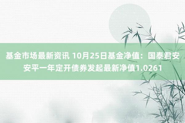 基金市场最新资讯 10月25日基金净值：国泰君安安平一年定开债券发起最新净值1.0261