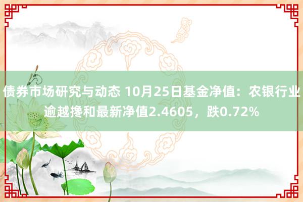 债券市场研究与动态 10月25日基金净值：农银行业逾越搀和最新净值2.4605，跌0.72%