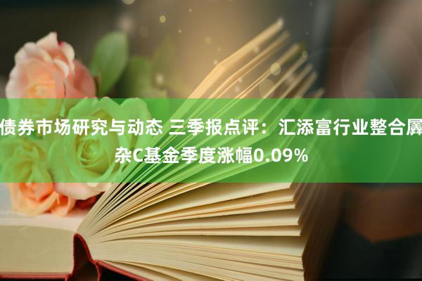 债券市场研究与动态 三季报点评：汇添富行业整合羼杂C基金季度涨幅0.09%