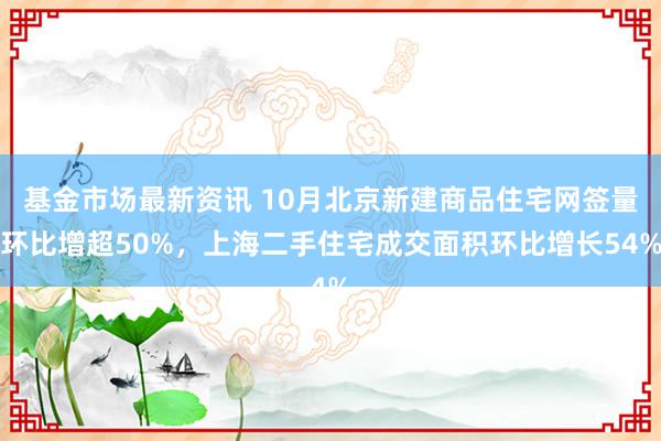 基金市场最新资讯 10月北京新建商品住宅网签量环比增超50%，上海二手住宅成交面积环比增长54%