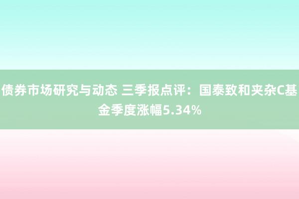 债券市场研究与动态 三季报点评：国泰致和夹杂C基金季度涨幅5.34%