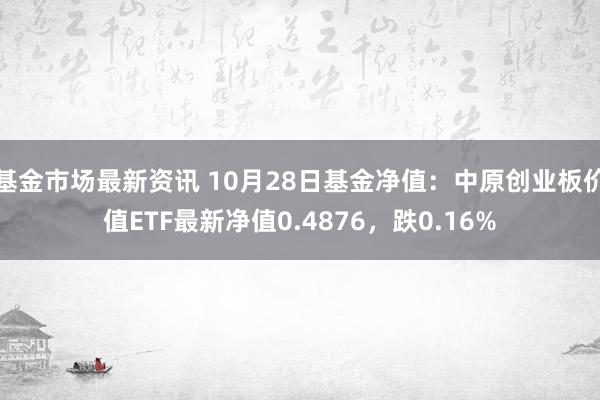 基金市场最新资讯 10月28日基金净值：中原创业板价值ETF最新净值0.4876，跌0.16%