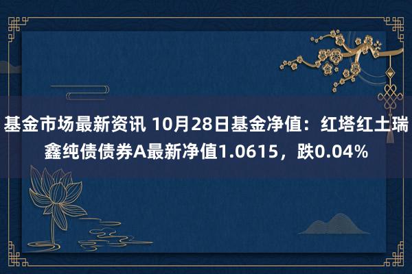 基金市场最新资讯 10月28日基金净值：红塔红土瑞鑫纯债债券A最新净值1.0615，跌0.04%