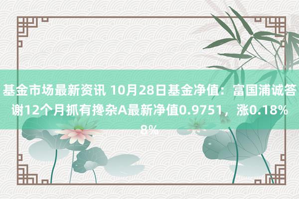 基金市场最新资讯 10月28日基金净值：富国浦诚答谢12个月抓有搀杂A最新净值0.9751，涨0.18%