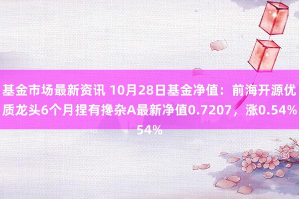 基金市场最新资讯 10月28日基金净值：前海开源优质龙头6个月捏有搀杂A最新净值0.7207，涨0.54%