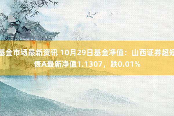 基金市场最新资讯 10月29日基金净值：山西证券超短债A最新净值1.1307，跌0.01%