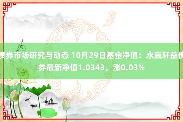 债券市场研究与动态 10月29日基金净值：永赢轩益债券最新净值1.0343，涨0.03%