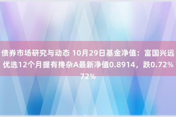 债券市场研究与动态 10月29日基金净值：富国兴远优选12个月握有搀杂A最新净值0.8914，跌0.72%