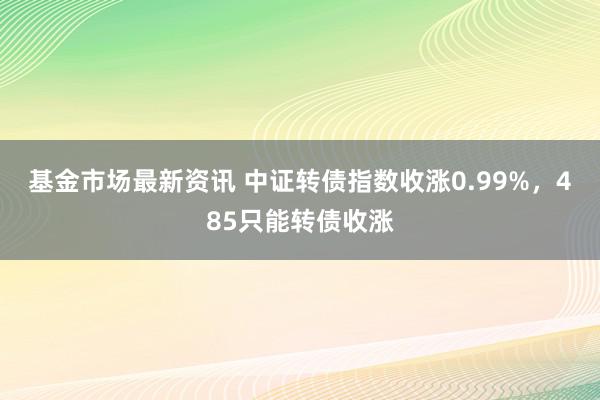 基金市场最新资讯 中证转债指数收涨0.99%，485只能转债收涨