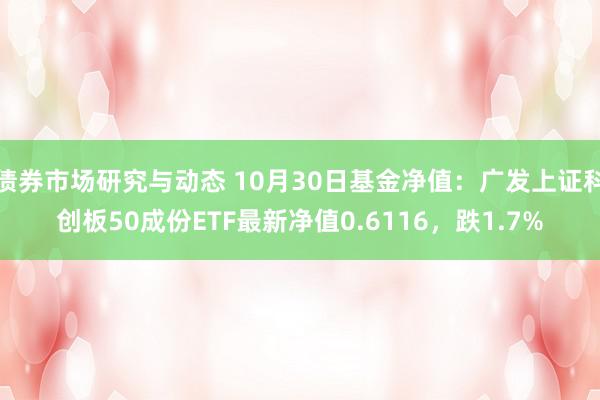 债券市场研究与动态 10月30日基金净值：广发上证科创板50成份ETF最新净值0.6116，跌1.7%