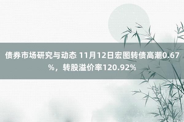 债券市场研究与动态 11月12日宏图转债高潮0.67%，转股溢价率120.92%