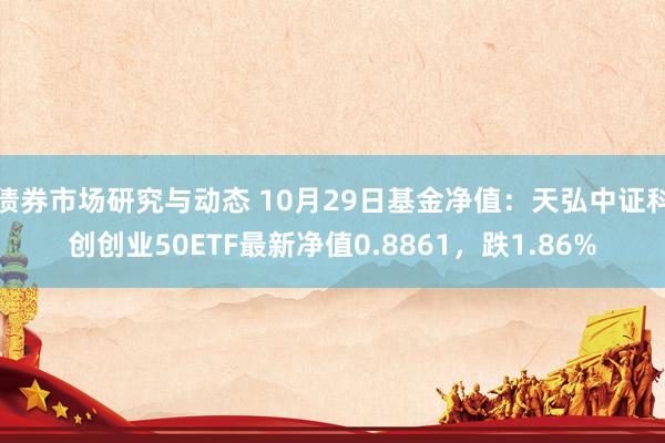 债券市场研究与动态 10月29日基金净值：天弘中证科创创业50ETF最新净值0.8861，跌1.86%