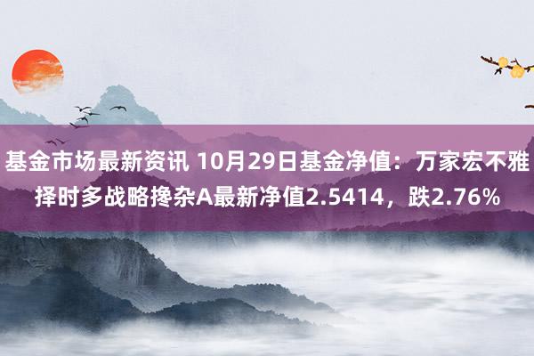 基金市场最新资讯 10月29日基金净值：万家宏不雅择时多战略搀杂A最新净值2.5414，跌2.76%