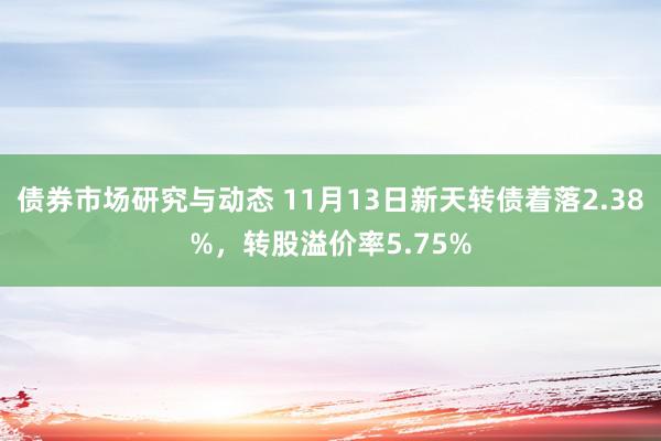 债券市场研究与动态 11月13日新天转债着落2.38%，转股溢价率5.75%