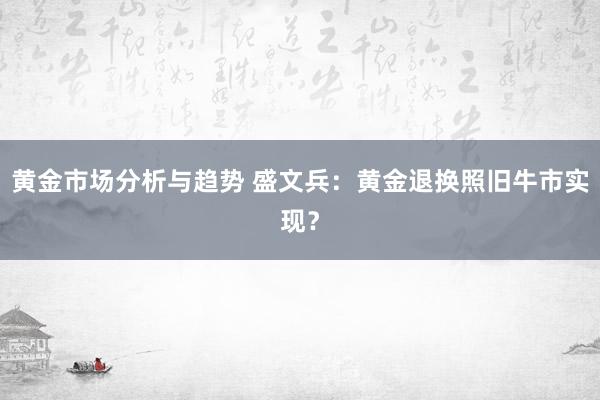 黄金市场分析与趋势 盛文兵：黄金退换照旧牛市实现？