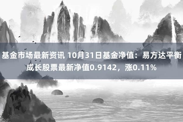 基金市场最新资讯 10月31日基金净值：易方达平衡成长股票最新净值0.9142，涨0.11%