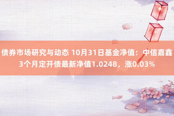 债券市场研究与动态 10月31日基金净值：中信嘉鑫3个月定开债最新净值1.0248，涨0.03%