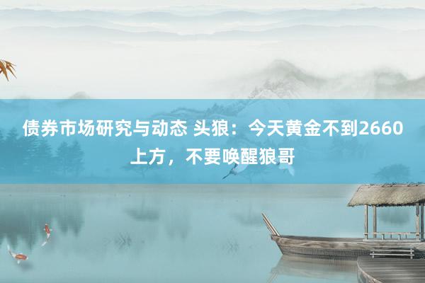 债券市场研究与动态 头狼：今天黄金不到2660上方，不要唤醒狼哥