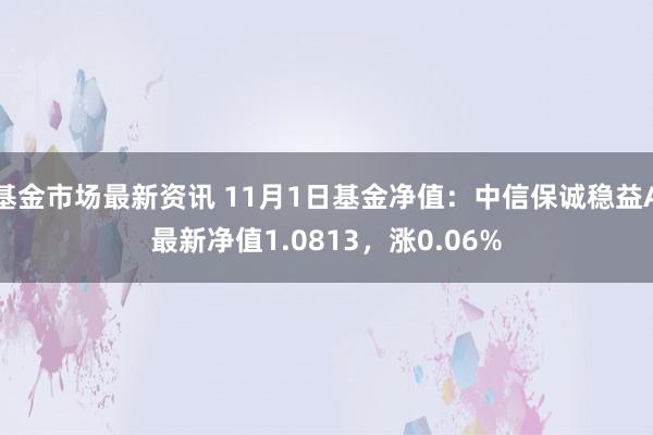 基金市场最新资讯 11月1日基金净值：中信保诚稳益A最新净值1.0813，涨0.06%