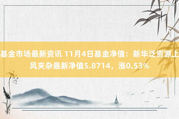 基金市场最新资讯 11月4日基金净值：新华泛资源上风夹杂最新净值5.8714，涨0.53%