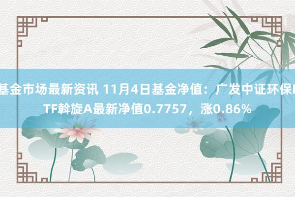 基金市场最新资讯 11月4日基金净值：广发中证环保ETF斡旋A最新净值0.7757，涨0.86%