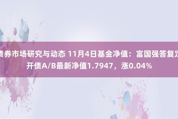 债券市场研究与动态 11月4日基金净值：富国强答复定开债A/B最新净值1.7947，涨0.04%