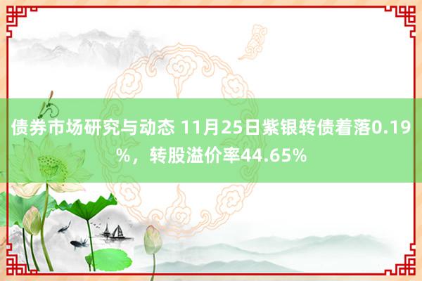 债券市场研究与动态 11月25日紫银转债着落0.19%，转股溢价率44.65%