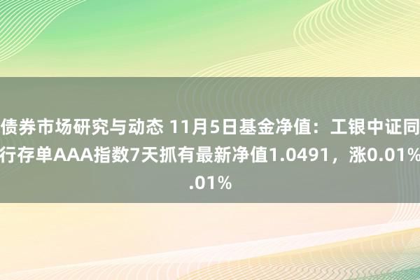 债券市场研究与动态 11月5日基金净值：工银中证同行存单AAA指数7天抓有最新净值1.0491，涨0.01%