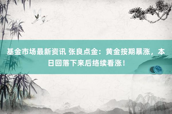 基金市场最新资讯 张良点金：黄金按期暴涨，本日回落下来后络续看涨！