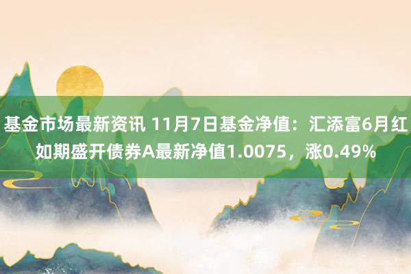 基金市场最新资讯 11月7日基金净值：汇添富6月红如期盛开债券A最新净值1.0075，涨0.49%