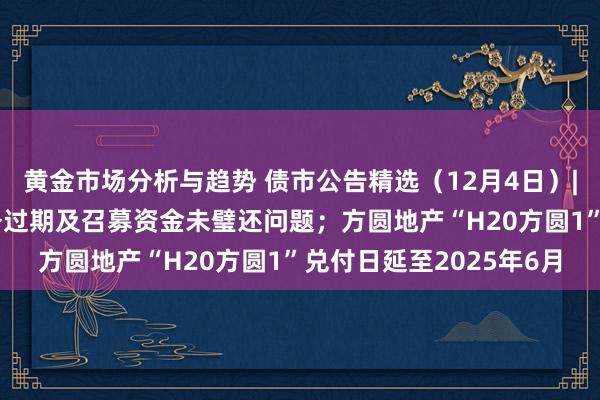 黄金市场分析与趋势 债市公告精选（12月4日）| 岭南股份异动，存债务过期及召募资金未璧还问题；方圆地产“H20方圆1”兑付日延至2025年6月