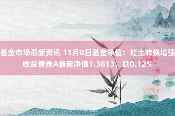 基金市场最新资讯 11月8日基金净值：红土转换增强收益债券A最新净值1.3813，跌0.12%