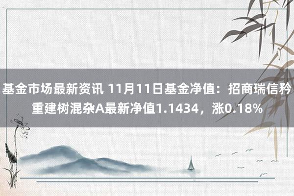 基金市场最新资讯 11月11日基金净值：招商瑞信矜重建树混杂A最新净值1.1434，涨0.18%