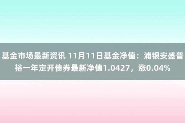 基金市场最新资讯 11月11日基金净值：浦银安盛普裕一年定开债券最新净值1.0427，涨0.04%