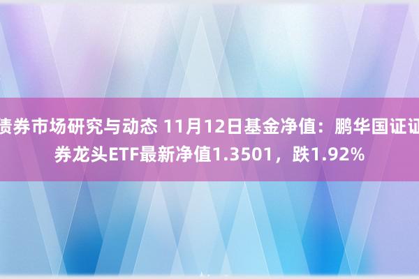 债券市场研究与动态 11月12日基金净值：鹏华国证证券龙头ETF最新净值1.3501，跌1.92%