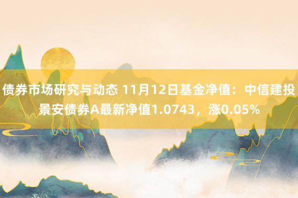 债券市场研究与动态 11月12日基金净值：中信建投景安债券A最新净值1.0743，涨0.05%