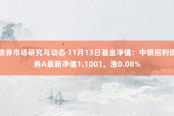 债券市场研究与动态 11月13日基金净值：中银招利债券A最新净值1.1001，涨0.08%